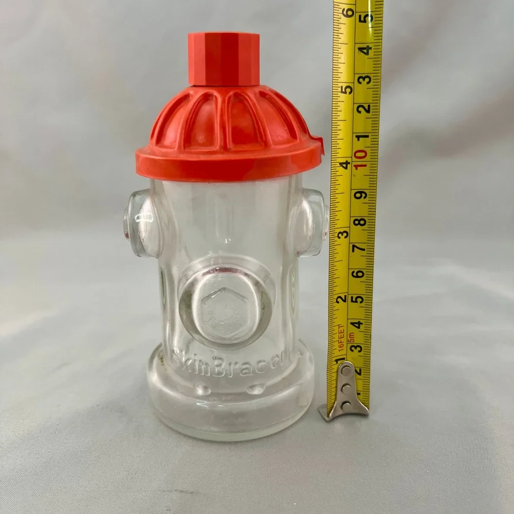 Mennen Skin Bracer After Shave Bottle Mens 7oz Clear Red Good Fire Hydrant Glass